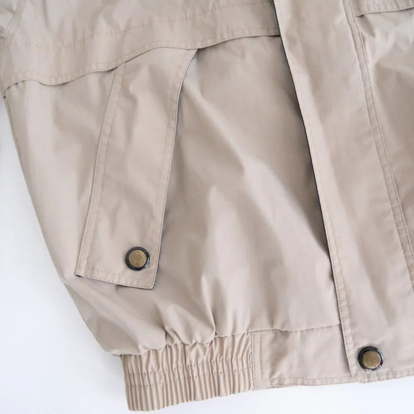 Vintage Munsingwear Tan & Navy Zip Up with Hidden Hood Utility Jacket Size Small - Picture 8 of 11